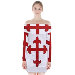 Crusader Cross Long Sleeve Off Shoulder Dress by Valentinaart