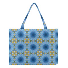 Blue Nice Daisy Flower Ang Yellow Squares Medium Tote Bag