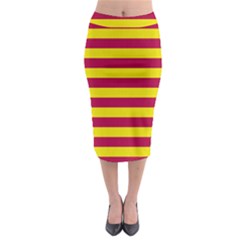 Red & Yellow Stripesi Midi Pencil Skirt by norastpatrick