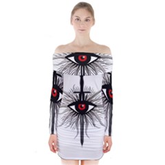 Inquisition Symbol Long Sleeve Off Shoulder Dress by Valentinaart