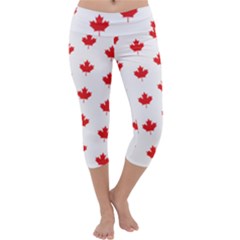 Canadian Maple Leaf Pattern Capri Yoga Leggings