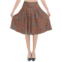 Brick Wall Brown Line Flared Midi Skirt by Mariart