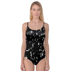 Falling Spinning Silver Stars Space White Black Camisole Leotard  by Mariart