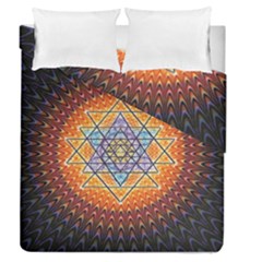 Cosmik Triangle Space Rainbow Light Blue Gold Orange Duvet Cover Double Side (queen Size) by Mariart