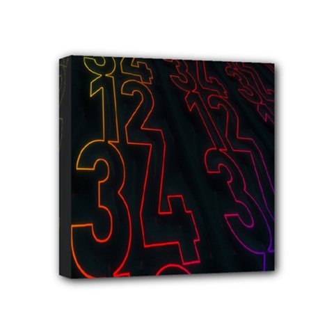 Neon Number Mini Canvas 4  X 4  by Mariart