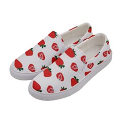 Red Fruit Strawberry Pattern Women s Canvas Slip Ons by Mariart