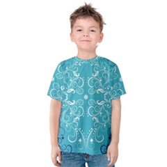 Repeatable Patterns Shutterstock Blue Leaf Heart Love Kids  Cotton Tee