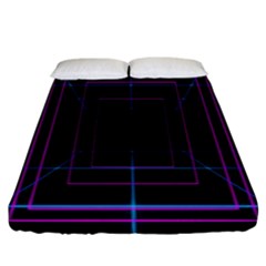 Retro Neon Grid Squares And Circle Pop Loop Motion Background Plaid Purple Fitted Sheet (king Size) by Mariart