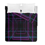 Retro Neon Grid Squares And Circle Pop Loop Motion Background Plaid Purple Duvet Cover Double Side (Full/ Double Size)