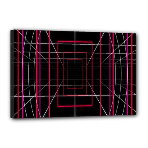 Retro Neon Grid Squares And Circle Pop Loop Motion Background Plaid Canvas 18  X 12  by Mariart