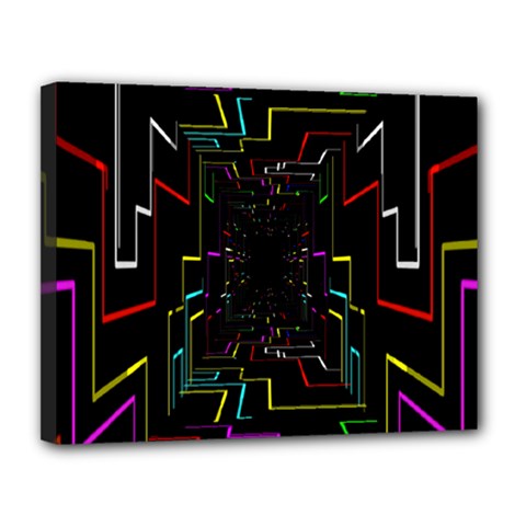 Seamless 3d Animation Digital Futuristic Tunnel Path Color Changing Geometric Electrical Line Zoomin Canvas 14  X 11  by Mariart