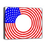 Stars Stripes Circle Red Blue Deluxe Canvas 20  x 16  