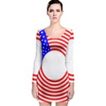 Stars Stripes Circle Red Blue Long Sleeve Bodycon Dress