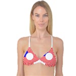 Stars Stripes Circle Red Blue Reversible Tri Bikini Top