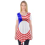 Stars Stripes Circle Red Blue Short Sleeve Tunic 