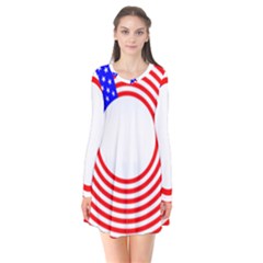 Stars Stripes Circle Red Blue Flare Dress by Mariart