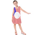 Stars Stripes Circle Red Blue Kids  Sleeveless Dress