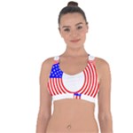 Stars Stripes Circle Red Blue Cross String Back Sports Bra