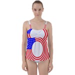 Stars Stripes Circle Red Blue Twist Front Tankini Set