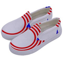 Stars Stripes Circle Red Blue Kids  Canvas Slip Ons by Mariart