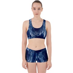 Worm Hole Line Space Blue Work It Out Sports Bra Set by Mariart