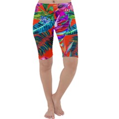 Aloha Hawaiian Flower Floral Sexy Summer Orange Cropped Leggings 