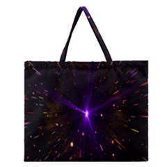 Animation Plasma Ball Going Hot Explode Bigbang Supernova Stars Shining Light Space Universe Zooming Zipper Large Tote Bag by Mariart