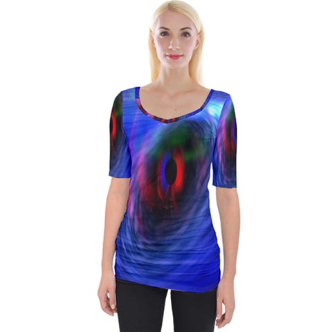 Black Hole Blue Space Galaxy Wide Neckline Tee by Mariart