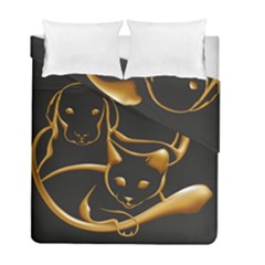 Gold Dog Cat Animal Jewel Dor¨| Duvet Cover Double Side (full/ Double Size)