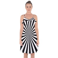 Rays Stripes Ray Laser Background Ruffle Detail Chiffon Dress