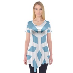 Snowflake Snow Flake White Winter Short Sleeve Tunic 