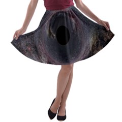 Black Hole Blue Space Galaxy Star A-line Skater Skirt by Mariart