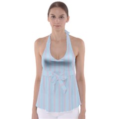 Bleu Pink Line Vertical Babydoll Tankini Top by Mariart