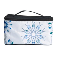Blue Winter Snowflakes Star Triangle Cosmetic Storage Case by Mariart