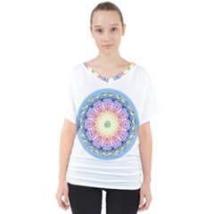 Mandala Universe Energy Om V-neck Dolman Drape Top by Nexatart