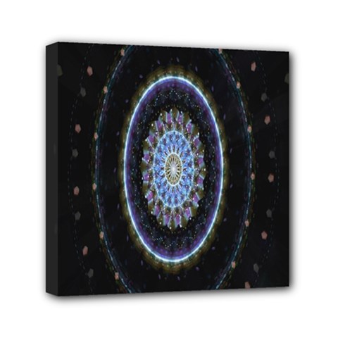 Colorful Hypnotic Circular Rings Space Mini Canvas 6  X 6  by Mariart