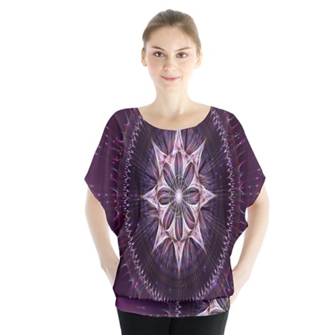 Flower Twirl Star Space Purple Blouse by Mariart