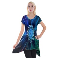 Flower Stigma Colorful Rainbow Animation Space Short Sleeve Side Drop Tunic by Mariart