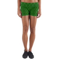 Green Seed Polka Yoga Shorts by Mariart