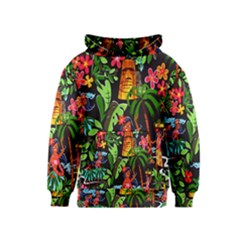 Hawaiian Girls Black Flower Floral Summer Kids  Pullover Hoodie