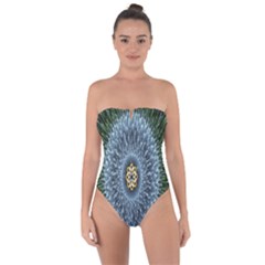 Hipnotic Star Space White Green Tie Back One Piece Swimsuit by Mariart