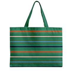 Horizontal Line Green Red Orange Zipper Mini Tote Bag by Mariart