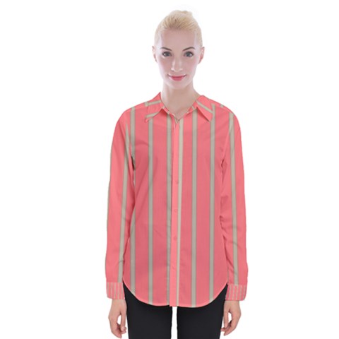 Line Red Grey Vertical Womens Long Sleeve Shirt by Mariart