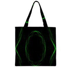 Green Foam Waves Polygon Animation Kaleida Motion Zipper Grocery Tote Bag by Mariart