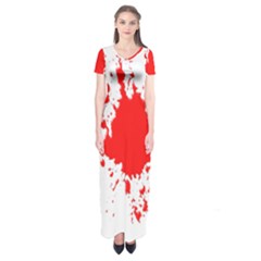 Red Blood Splatter Short Sleeve Maxi Dress by Mariart