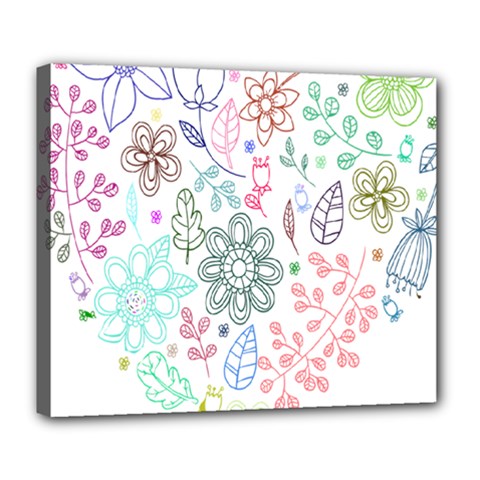 Prismatic Neon Floral Heart Love Valentine Flourish Rainbow Deluxe Canvas 24  X 20   by Mariart