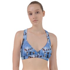 Christmas, Cute Cats Looking In The Sky To Santa Claus Sweetheart Sports Bra by FantasyWorld7