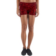 Simulation Red Water Waves Light Yoga Shorts by Mariart