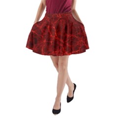 Simulation Red Water Waves Light A-line Pocket Skirt