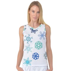 Snowflakes Blue Green Star Women s Basketball Tank Top by Mariart